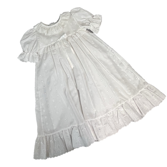 Vintage Alexis 2pc Baby Dedication Christening Gown Dress White Eyelet sz 3 mos - Picture 1 of 11